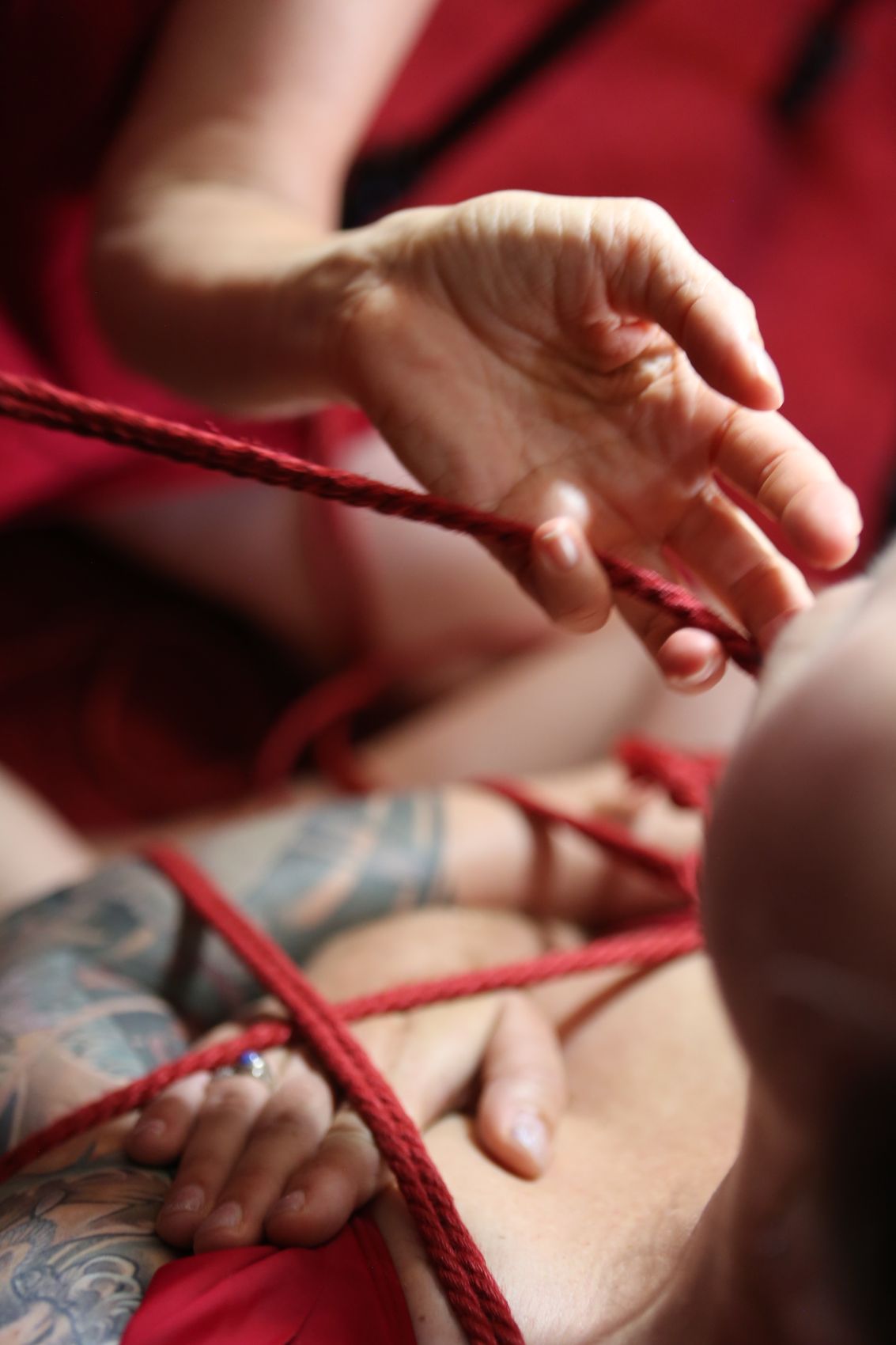 Detail of rope against skin